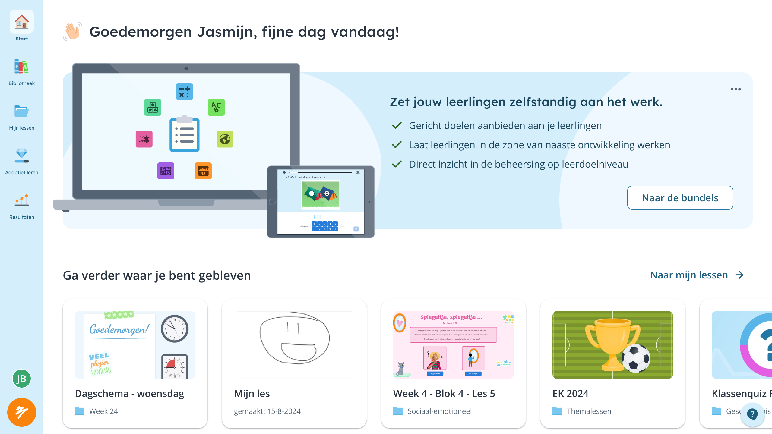Current Start page with seasonal highlighted content section